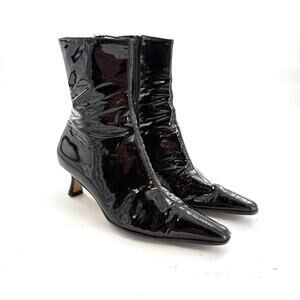 Elegant Black Patent Leather Ankle Boots